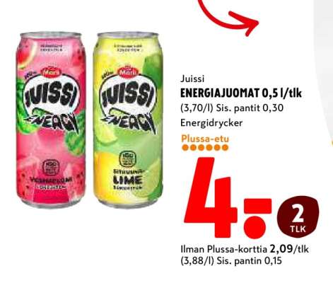Juissi ENERGIAJUOMAT 0,5 l/tlk