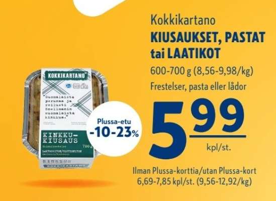 Kokkikartano KIUSAUKSET, PASTAT tai LAATIKOT