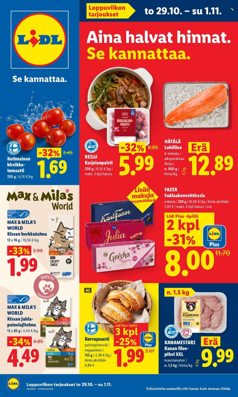 Lidl tarjoukset  - 29.10.2026 - 01.11.2026.