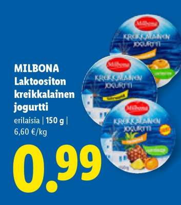 MILBONA Laktoositon kreikkalainen jogurtti