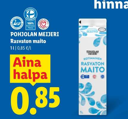 POHJOLAN MEIJERI Rasvaton maito