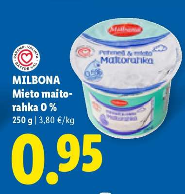 MILBONA Mieto maitorahka 0 %