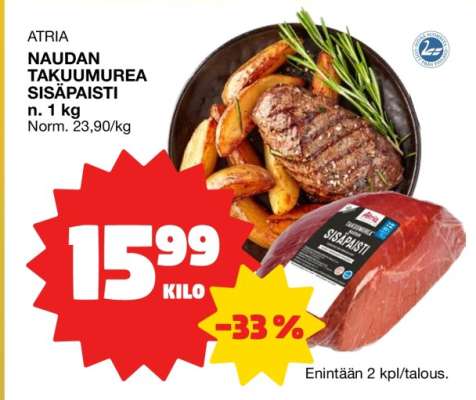 Atria Naudan Takuumurea Sisäpaisti