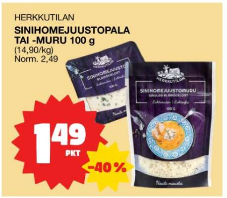HERKKUTILAN SINIHOMEJUUSTOPALA TAI -MURU 100 g