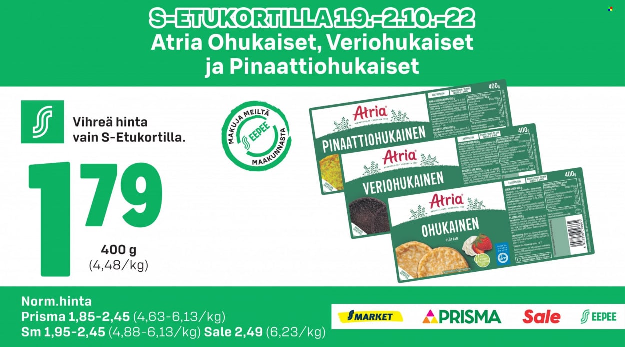 S-market tarjoukset  - 01.09.2022 - 02.10.2022 - Tarjoustuotteet - Atria. Sivu 3.