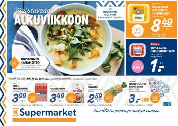 K-Supermarket tarjoukset  - 26.09.2022 - 28.09.2022.